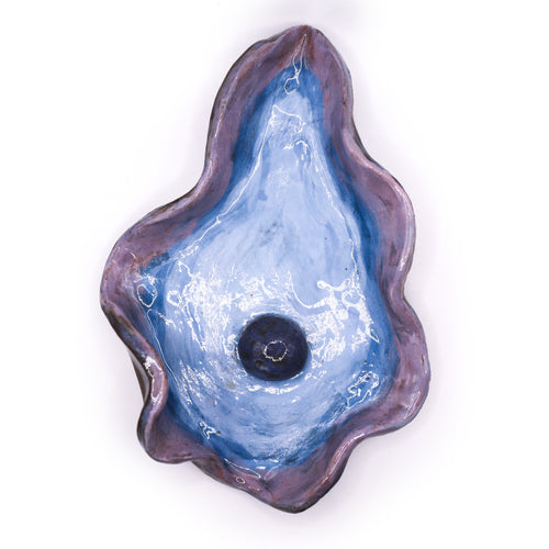 Blue & Purple Oyster Trinket Tray (Black Clay)
