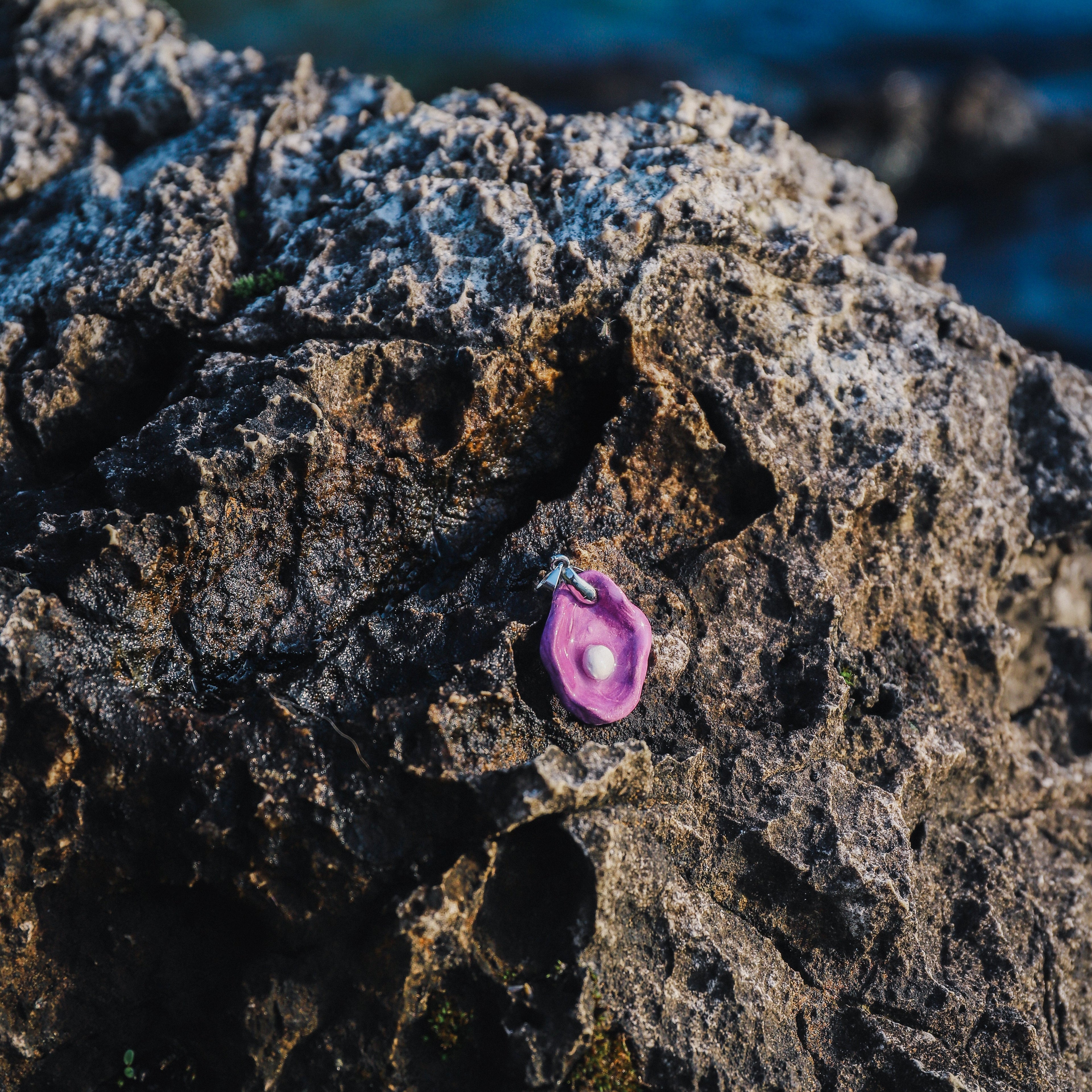 Lavender Oyster Ceramic Necklace