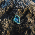 Teal Blue & Pistachio Oyster Ceramic Necklace