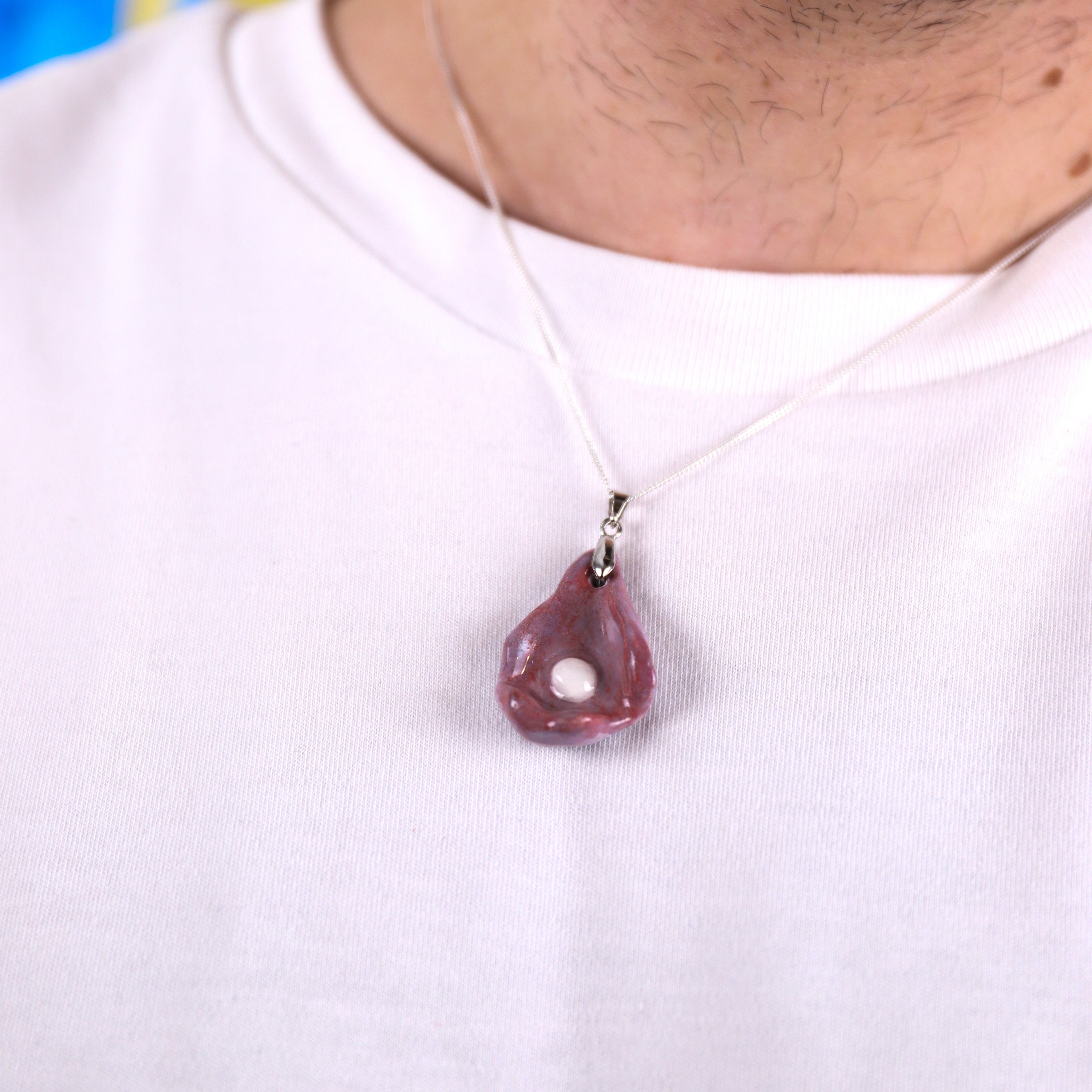 Fire Purple Oyster Ceramic Necklace