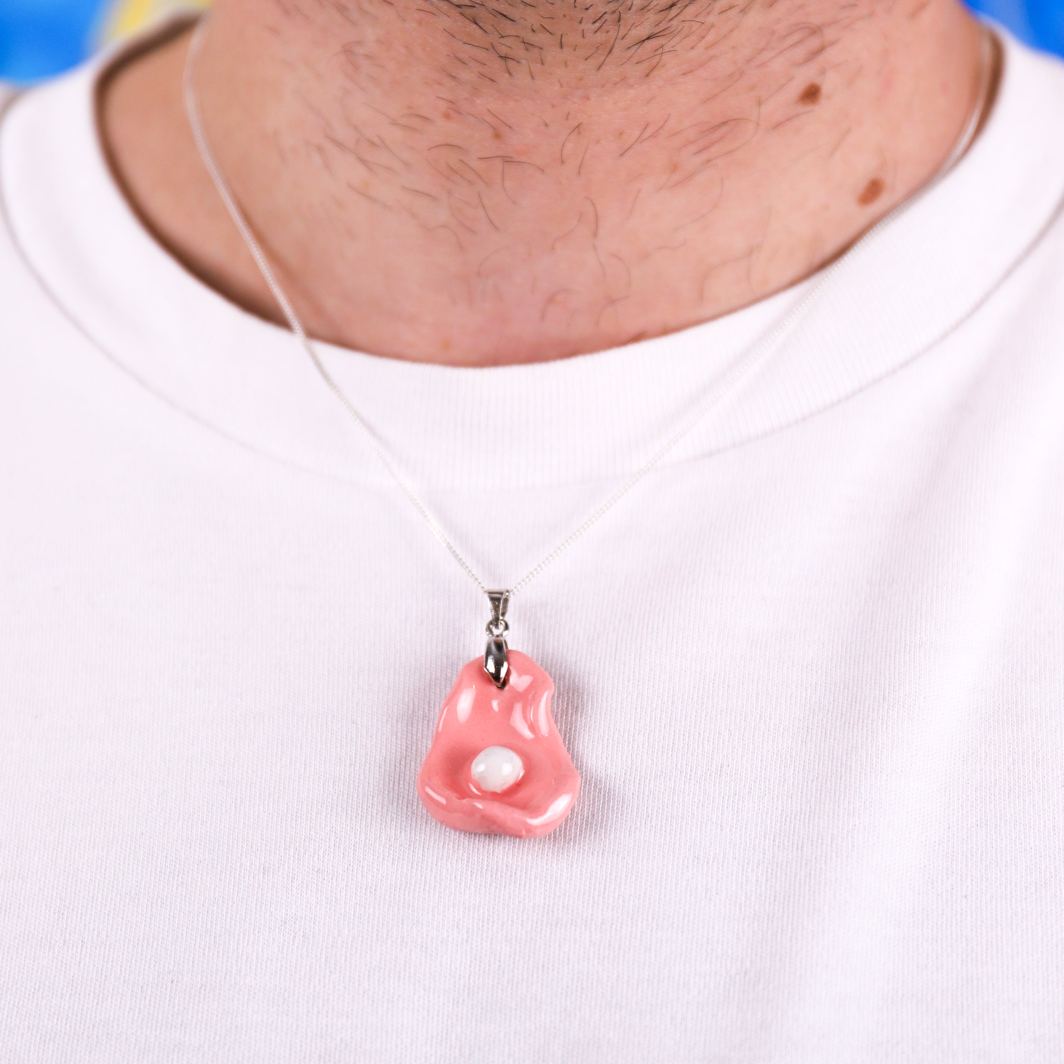Coral Pink Oyster Ceramic Necklace