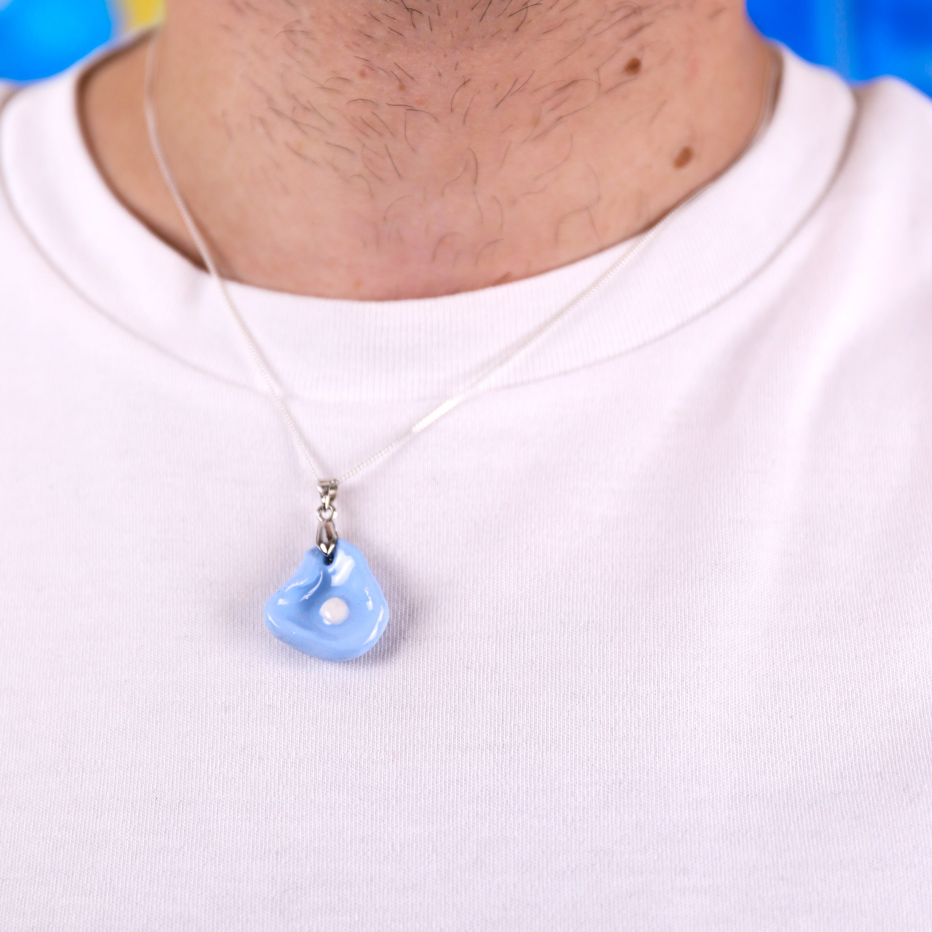 Light Blue Oyster Ceramic Necklace