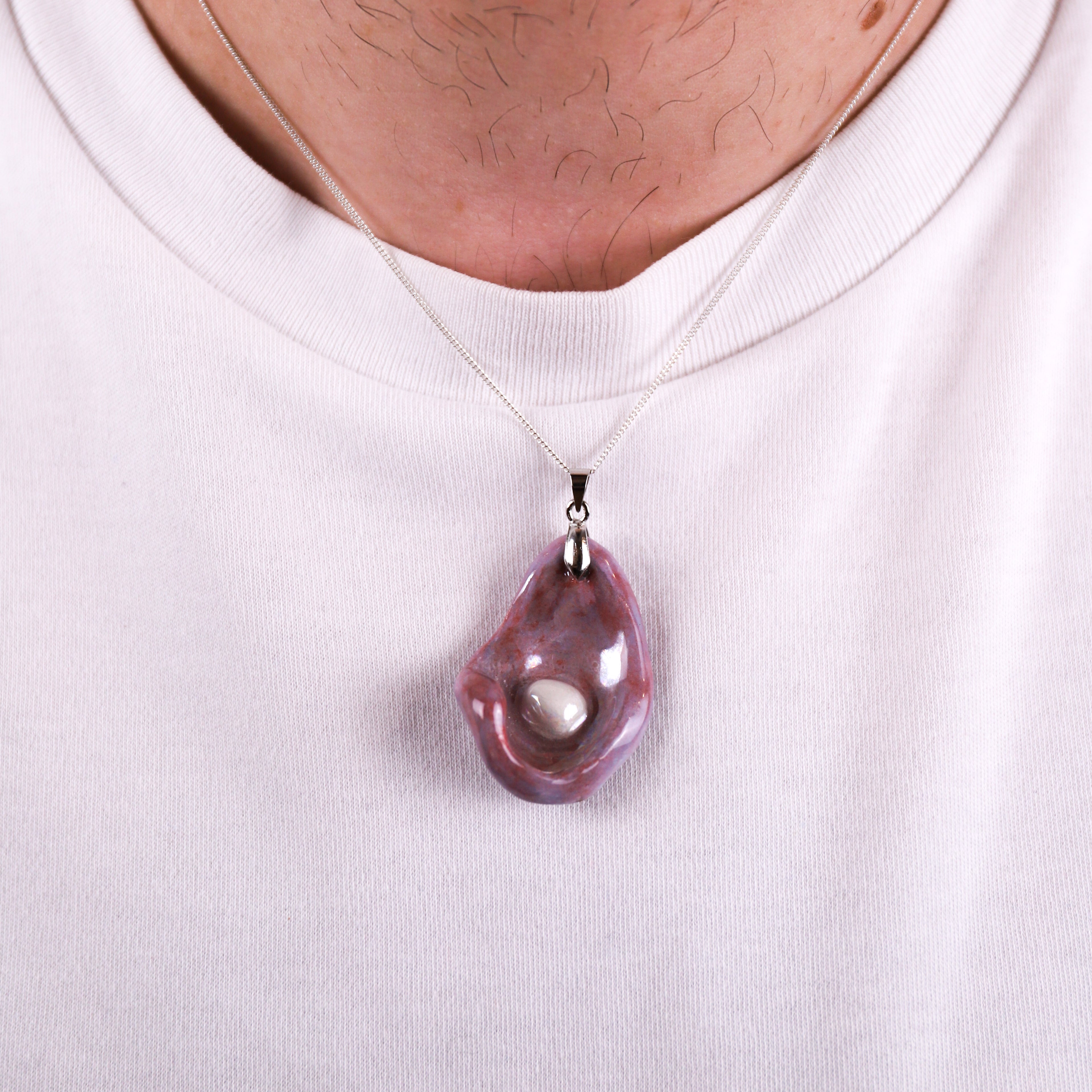 Purple Oyster Ceramic Necklace