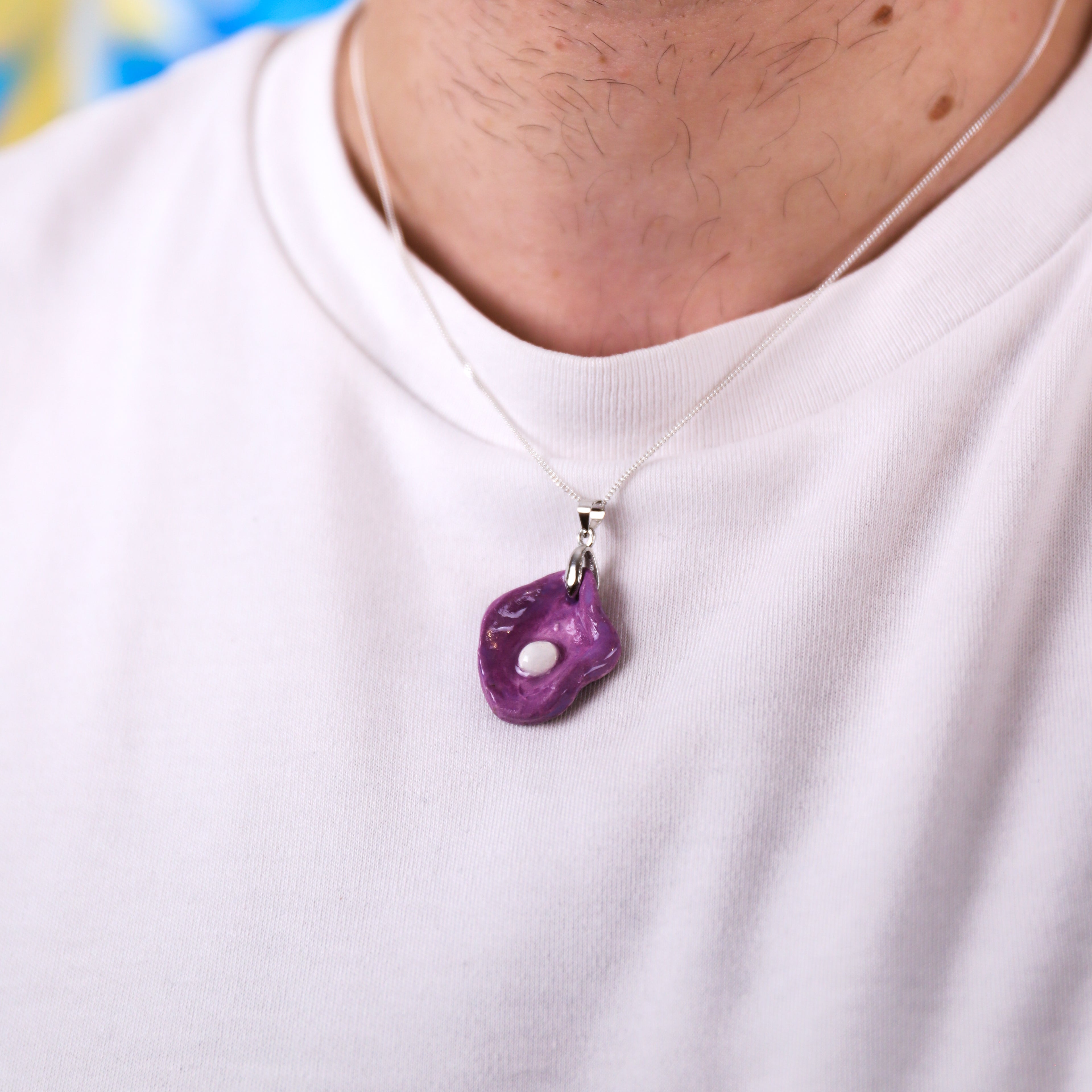 Lavender Oyster Ceramic Necklace
