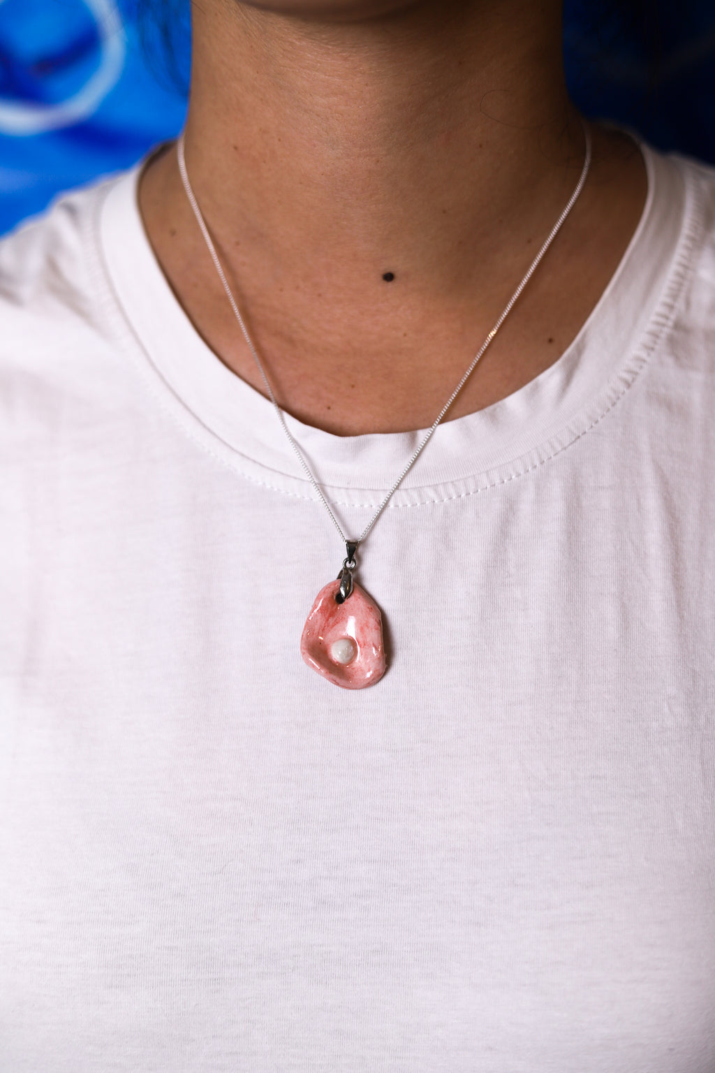 Pink Oyster Ceramic Necklace