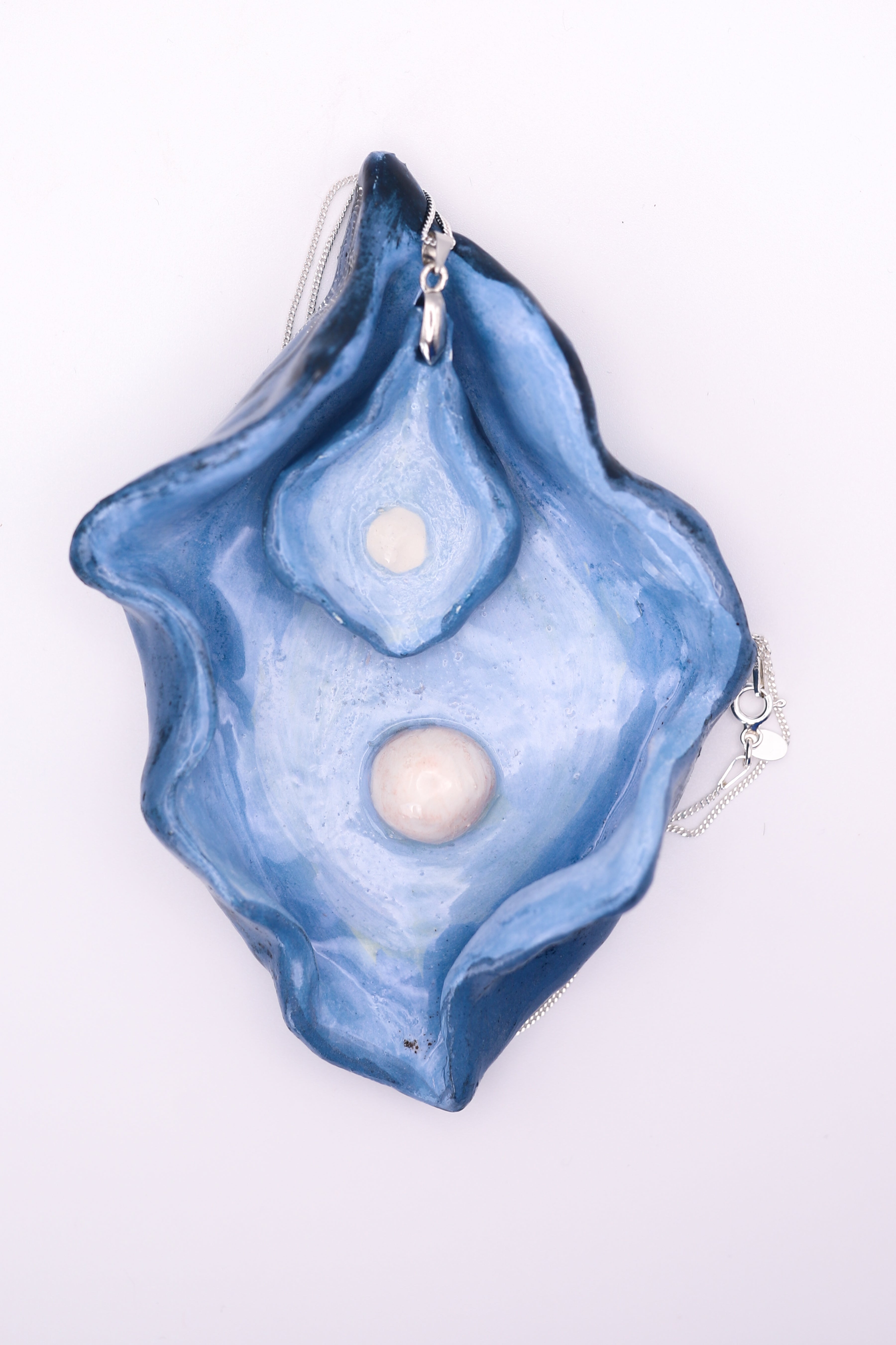 Shades of Blue Oyster Ceramic Necklace