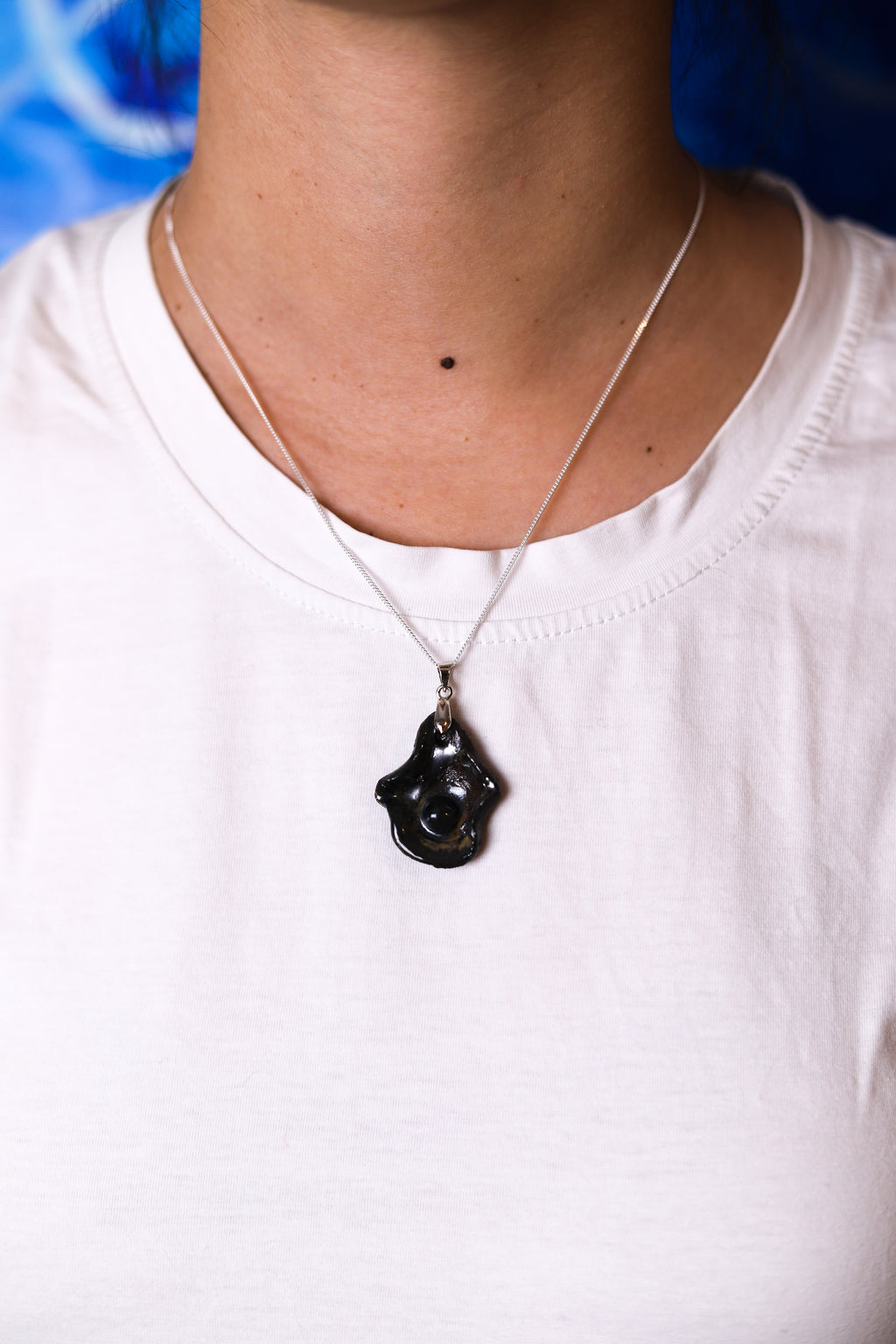 Black Oyster Ceramic Necklace (Black Clay)