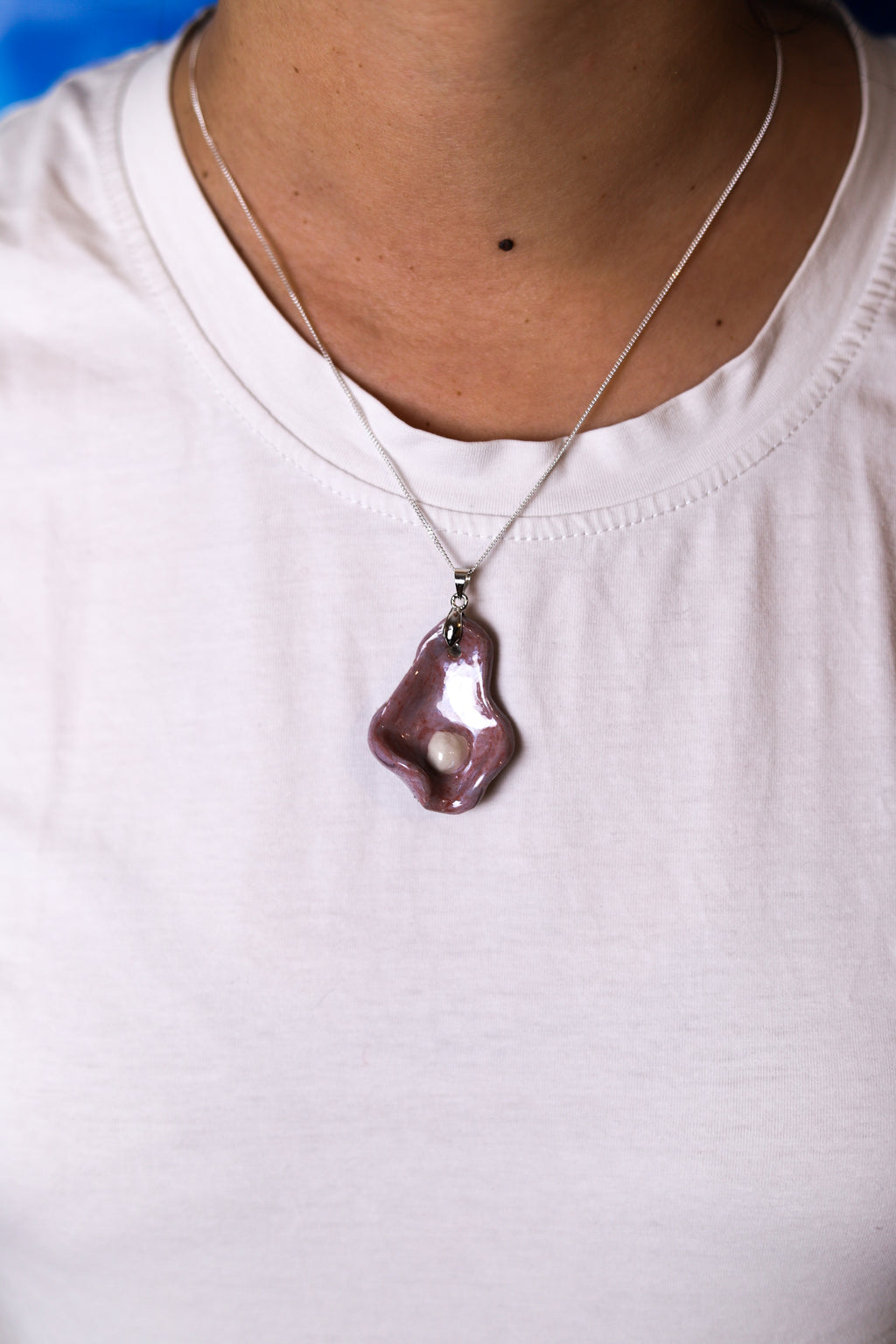 Purple Oyster Ceramic Necklace